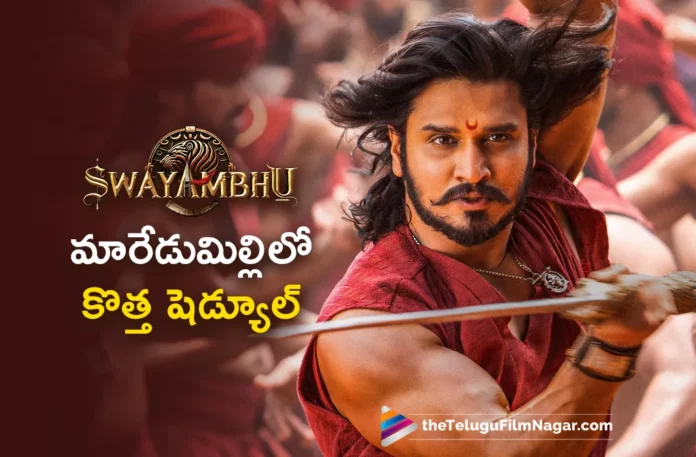 nikhil swayambhu movie new schedule started in maredumilli forest nikhil swayambhu movie new schedule started in maredumilli forest